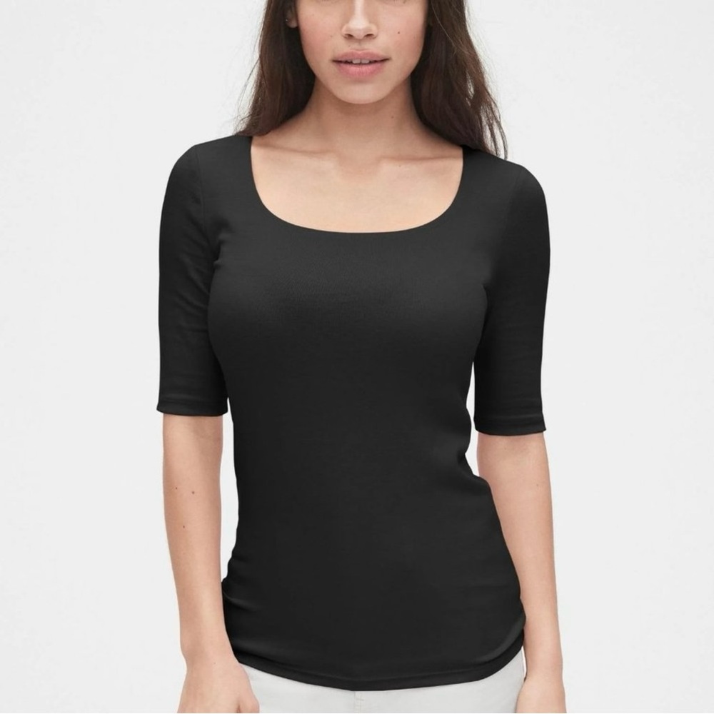 GAP Supima Cotton Square Neck Modern T-Shirt (black) - Large Tall